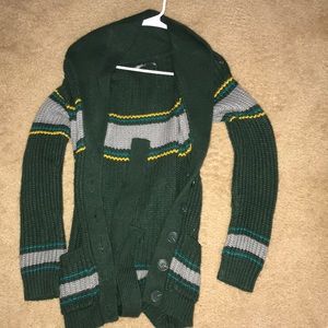 green striped cardigan/ jacket